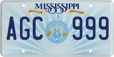 MS license plate AGC999