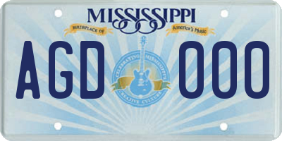 MS license plate AGD000