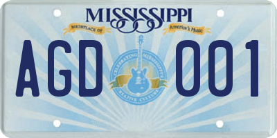 MS license plate AGD001