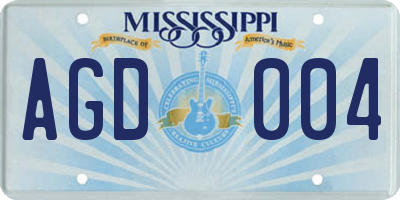 MS license plate AGD004