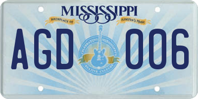 MS license plate AGD006