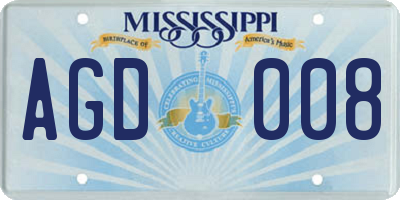 MS license plate AGD008