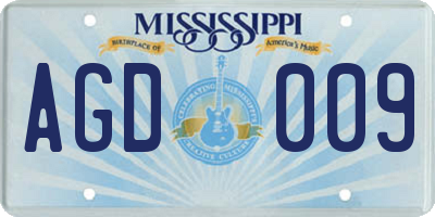 MS license plate AGD009