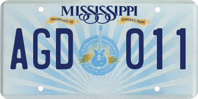 MS license plate AGD011