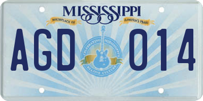 MS license plate AGD014