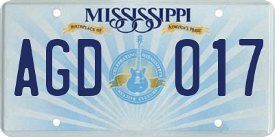 MS license plate AGD017