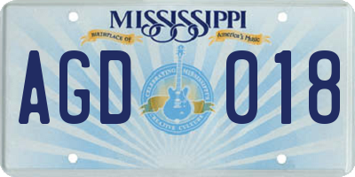 MS license plate AGD018
