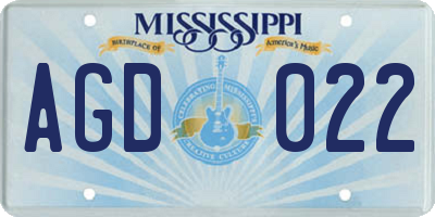 MS license plate AGD022