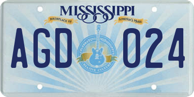 MS license plate AGD024