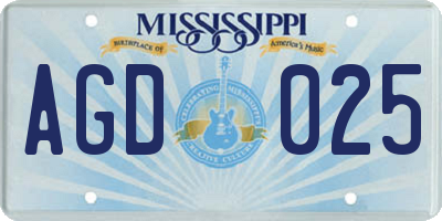 MS license plate AGD025