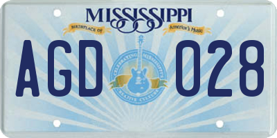 MS license plate AGD028