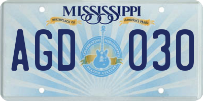 MS license plate AGD030
