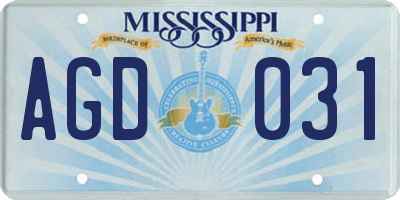 MS license plate AGD031
