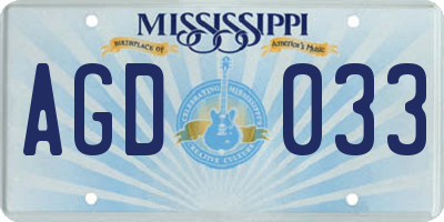 MS license plate AGD033