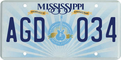 MS license plate AGD034