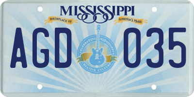 MS license plate AGD035