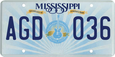 MS license plate AGD036