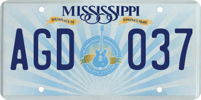 MS license plate AGD037