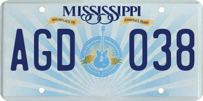 MS license plate AGD038