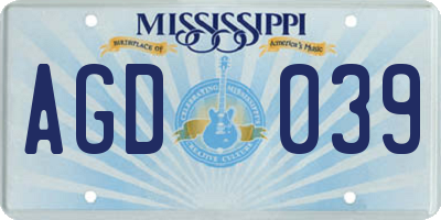 MS license plate AGD039