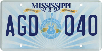 MS license plate AGD040