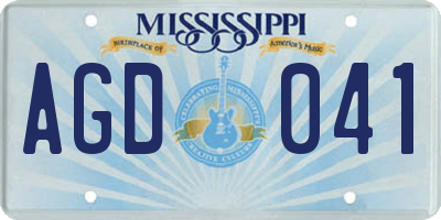 MS license plate AGD041
