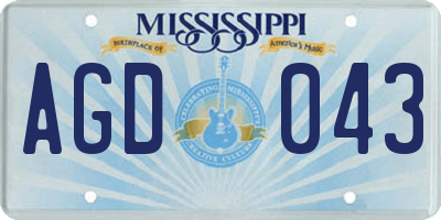 MS license plate AGD043