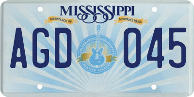 MS license plate AGD045