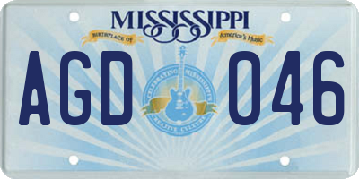 MS license plate AGD046