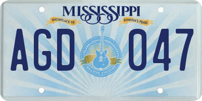 MS license plate AGD047