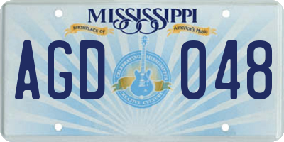 MS license plate AGD048