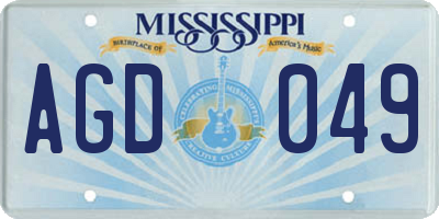 MS license plate AGD049