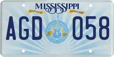 MS license plate AGD058