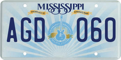 MS license plate AGD060