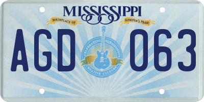 MS license plate AGD063