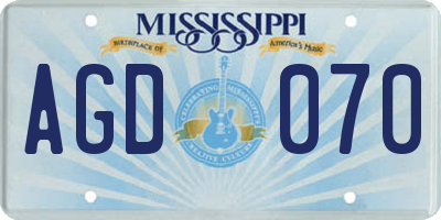 MS license plate AGD070