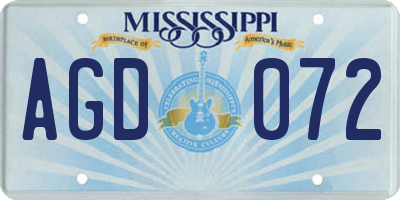 MS license plate AGD072