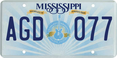 MS license plate AGD077