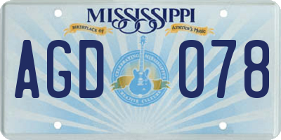 MS license plate AGD078
