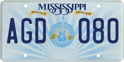 MS license plate AGD080