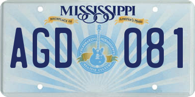 MS license plate AGD081