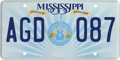 MS license plate AGD087