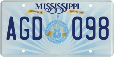 MS license plate AGD098