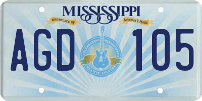 MS license plate AGD105