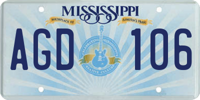 MS license plate AGD106