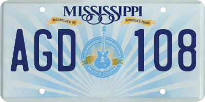 MS license plate AGD108
