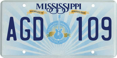 MS license plate AGD109