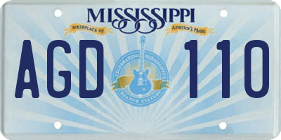 MS license plate AGD110