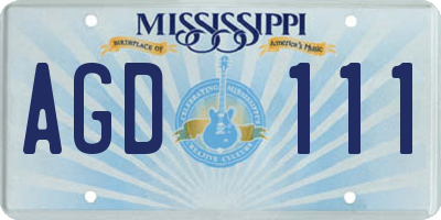 MS license plate AGD111