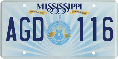 MS license plate AGD116